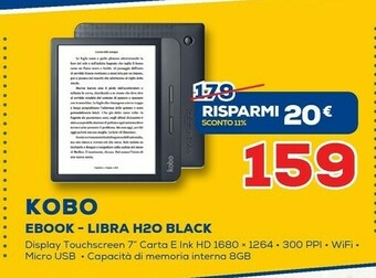 Euronics Kobo EBook Libra H2O Black offerta
