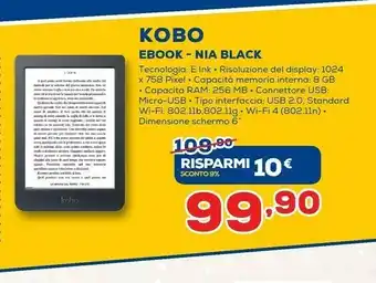 Euronics Kobo Ebook NIA Black offerta