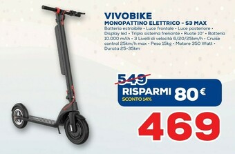Euronics Vivobike Monopattino Elettrico S3 Max offerta