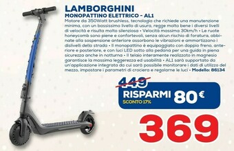 Euronics Lamborghini Monopattino Elettrico AL1 offerta