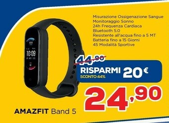 Euronics Amazfit Band 5 AMOLED Braccialetto Per Rilevamento Di Attività 2,79 Cm (1.1") Nero offerta