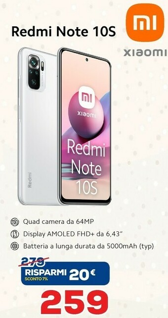 Euronics Xiaomi Redmi Note 10S offerta