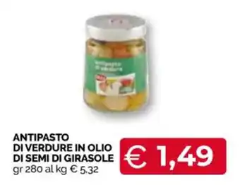 Mercatò Big Selex Antipasto di Verdure in olio di semi di girasole 280 gr offerta