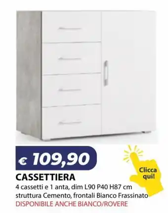 Bricocasa Cassettiera L90 P40 H87 cm offerta