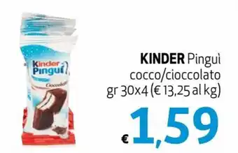 Spak Supermercati Kinder Pinguí cacao/cioccolato 30 gr x 4 offerta