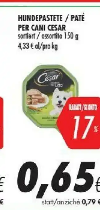 Coop Cesar Pate Per Cani 150 G offerta