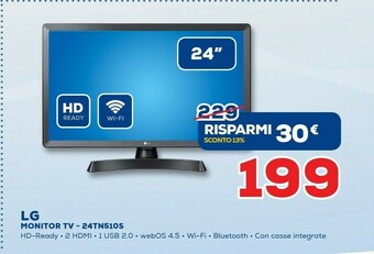 Euronics LG 24TN510S-PZ.API TV 61 Cm (24") HD Smart TV Wi-Fi Nero offerta
