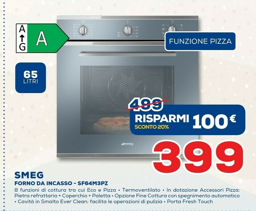 Smeg SF64M3PZS Forno Forno Elettrico 65 L Argento A offerta di Euronics