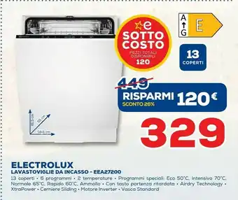 Euronics Electrolux EEA27200 Lavastoviglie A Scomparsa Totale 13 Coperti A++ offerta