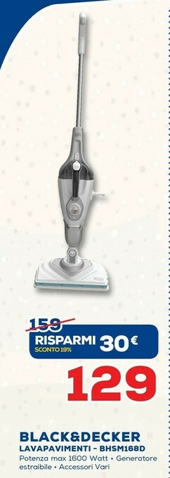 Euronics Black & Decker Lavapavimenti BHSM168D offerta