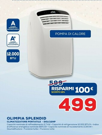 Euronics Olimpia splendid Climatizzatore Portatile Dolc12hp offerta