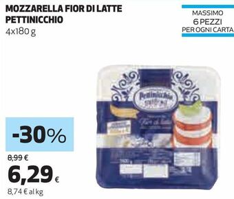 Ipercoop Mozzarella fior di latte pettinicchio offerta