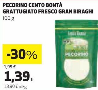 Ipercoop Pecorino centro bonta grattugiato fresco gran biraghi offerta