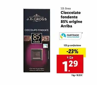Lidl Cioccolata fondente 85% origine arriba offerta