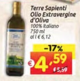 Centro Commerciale Discount Terre Sapienti Olio Extravergine d'Oliva 750 ml offerta