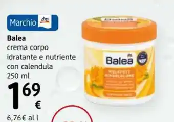 dm drogerie markt Balea crema corpo idratante e nutriente con calendula 250 ml offerta