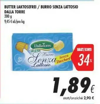Coop Dalla torre Burro Senza Lattosio 200 G(ml) offerta