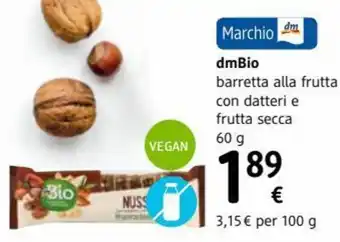 dm drogerie markt dmBio barretta alla frutta con datteri e frutta secca 60 g offerta