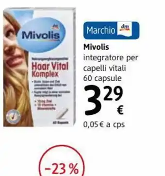 dm drogerie markt Mivolis integratore per capelli vitali 60 capsule offerta