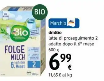 dm drogerie markt dmBio Latte di proseguimento 2 adatto dopo il 6° mese 600 g offerta