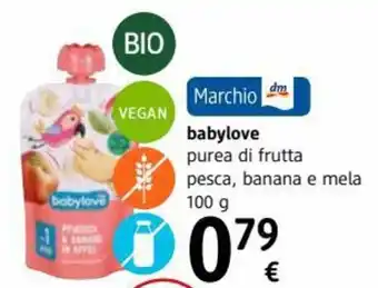 babylove purea di frutta pesca, banana e mela 100 g
