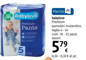 dm drogerie markt babylove Premium pannolini mutandino taglia 4-6+ 18-22 pezzi offerta