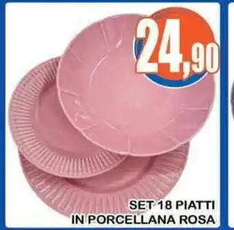 Set 18 Piatti In Porcellana Rosa