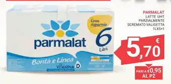 Eté Parmalat Latte UHT Parzialmente Scremato Valigetta 1L x5 + 1 offerta