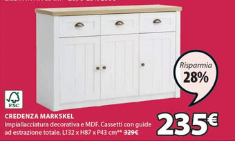 JYSK Credenza Markskel L132 x H87 x P43 cm offerta