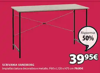 JYSK Scrivania Vandborg P60 x L 120 x H75 cm offerta