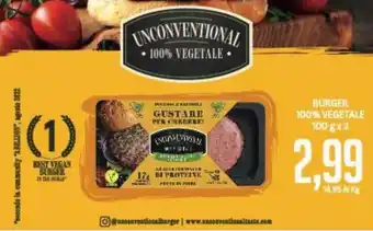 Supermercati Piccolo Unconventional burger 100% vegetale 100 g x 2 offerta