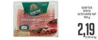 Supermercati Piccolo Senfter Speck Alto Adige IGP 100 g offerta