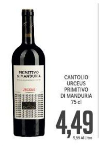 Supermercati Piccolo Cantolio Urceus Primitivo di Manduria 75 cl offerta