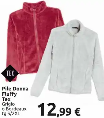 Carrefour Market Pile donna fluffy tex grigio o bordeaux tg s/2xl offerta