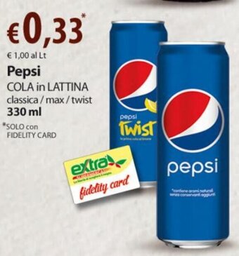 Extra Supermercati Pepsi Cola in Lattina 330 ml offerta