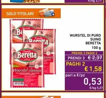 Spazio Conad Wurstel di puro suino beretta 100 g offerta