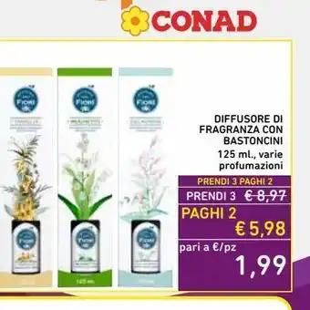 Spazio Conad Diffusore di fragranza con bastoncini 125 ml varie profumazioni offerta