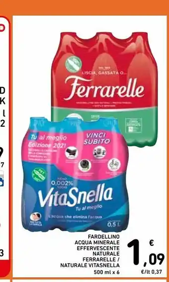 Spazio Conad Fardellino acqua minerale effervescente naturale ferrarelle / naturale vitasnella 500 ml x 6 offerta