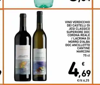 Spazio Conad Vino verdicchio castelli di jesi doc superiore doc corona reale / lacrima di morro d''alba doc ancillotto cantine marconi 75 offerta