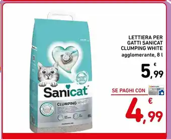 Spazio Conad Lettiera per gatti sanicat clumping white agglomerante 8 l offerta