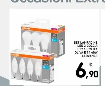 Spazio Conad Set lampadine led 3 goccia e27 100 w o 4 oliva e 14 40 w ledvance offerta