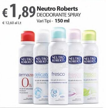 Extra Supermercati Neutro Roberts Deodorante Spray 150 ml offerta