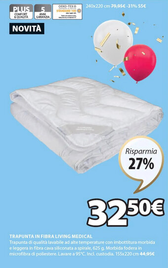 JYSK Trapunta In Fibra Living Medical 155x220 cm offerta