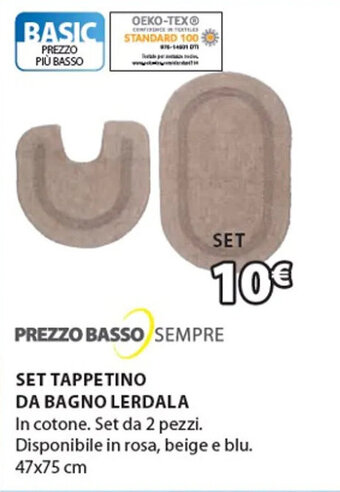 JYSK Set tappetino da bagno lerdala 47x75 cm offerta