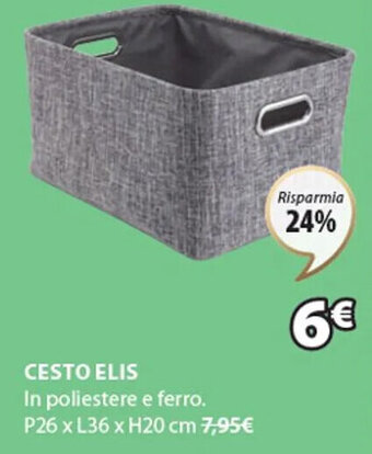 JYSK Cesto elis in poliestere e ferro. P26 x L36 x H20 cm offerta
