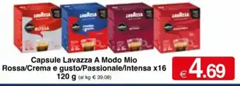 Sì con te Lavazza Capsule A Modo Mio Rossa/Crema e gusto/Passionale/Intense x 16 120 g offerta
