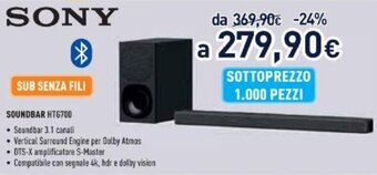 Unieuro Sony Soundbar HTG700 offerta