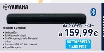 Unieuro Yamaha Soundbar AATSC200BL offerta