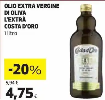 Ipercoop Olio extra vergine di oliva l'extra costa d'oro offerta