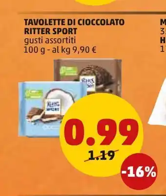 PENNY Tavolette di cioccolato ritter sport offerta
